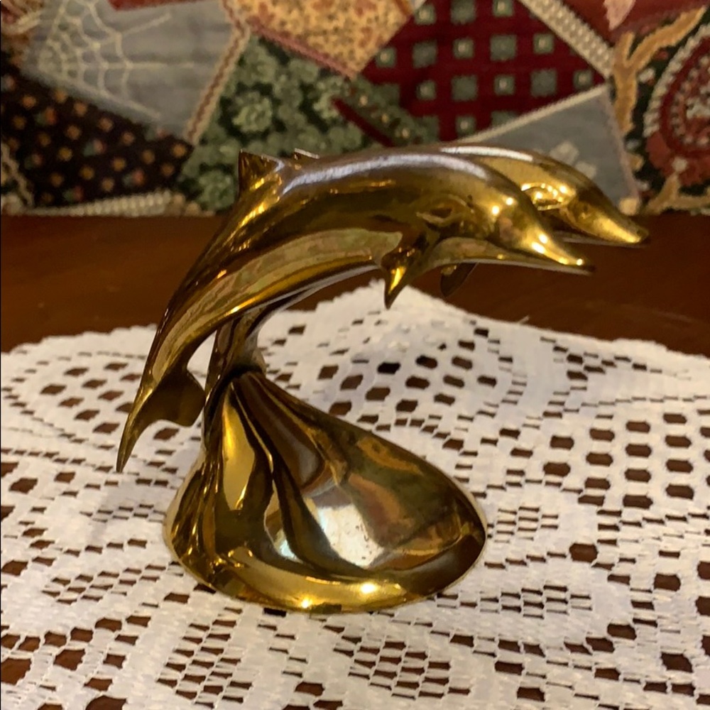 Solid brass pair of polished Dolphins